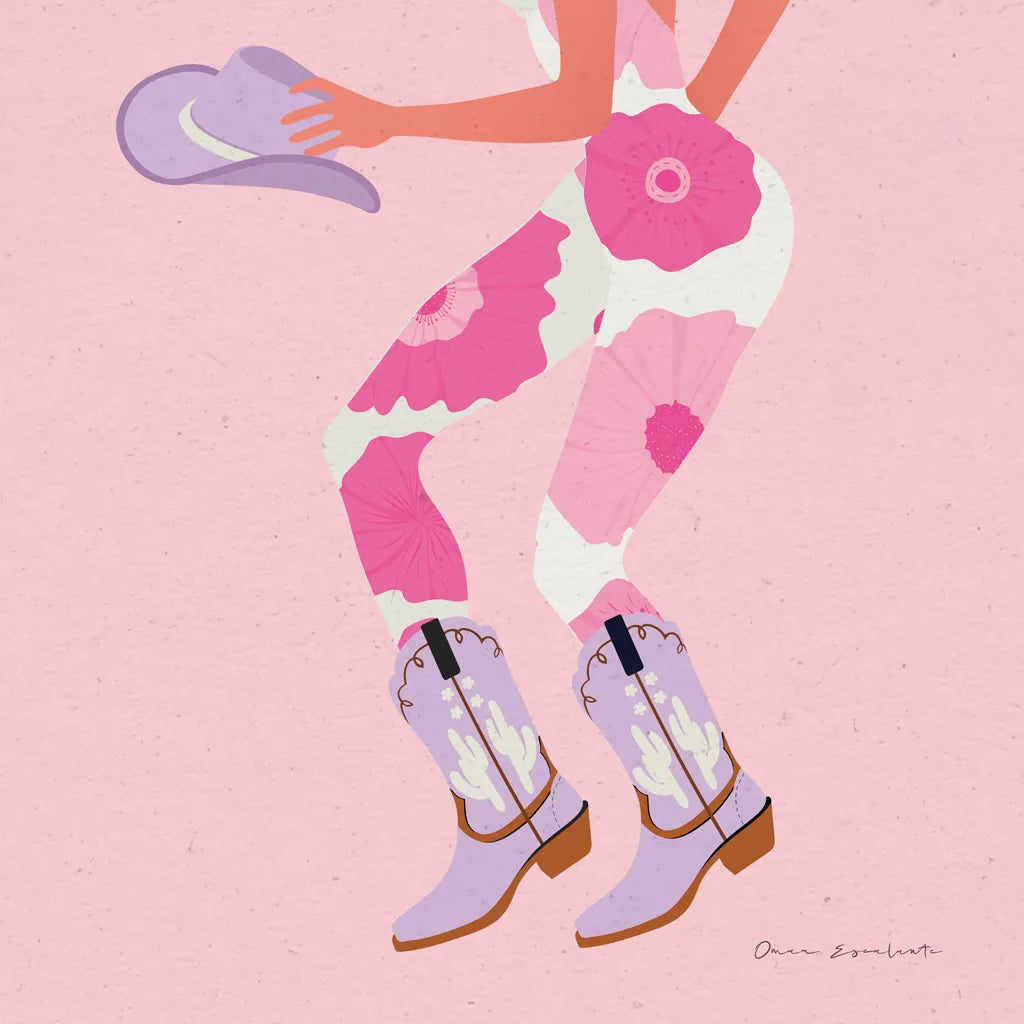 Cowgirly IV Pastel by Omar Escalante. SKU 85862a. Archival Giclee Fine art print for wall decor.