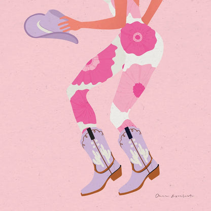 Cowgirly IV Pastel by Omar Escalante. SKU 85862a. Archival Giclee Fine art print for wall decor.