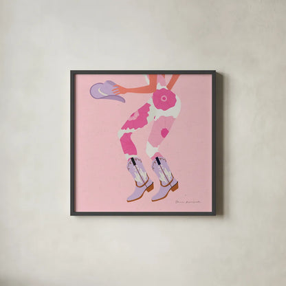 Cowgirly IV Pastel by Omar Escalante. Shown in a sleek black glass frame for a contemporary gallery look. Available as an archival giclee rolled canvas, fine art paper, or poster print. SKU 85862a.