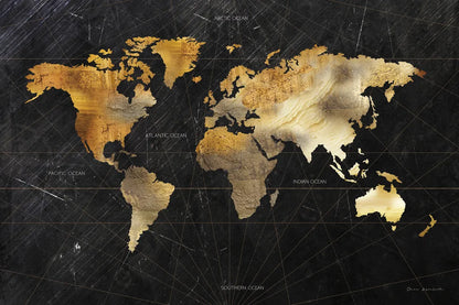 Dramatic World Map by Omar Escalante. SKU 70404i. Archival Giclee Fine art print for wall decor.