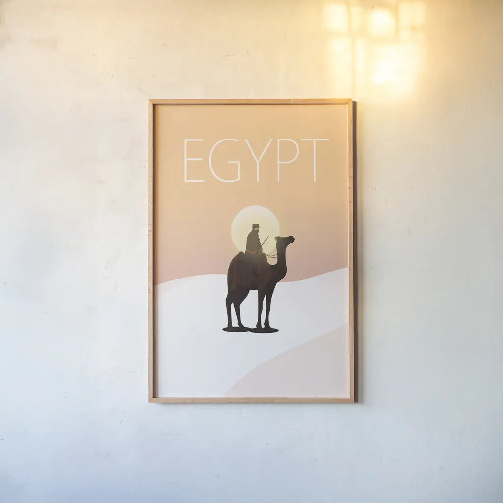 Egypt by Omar Escalante. shown as a paper print in a natural frame. Available as a archival giclee rolled canvas, fine art paper, or poster print. SKU 62033h.