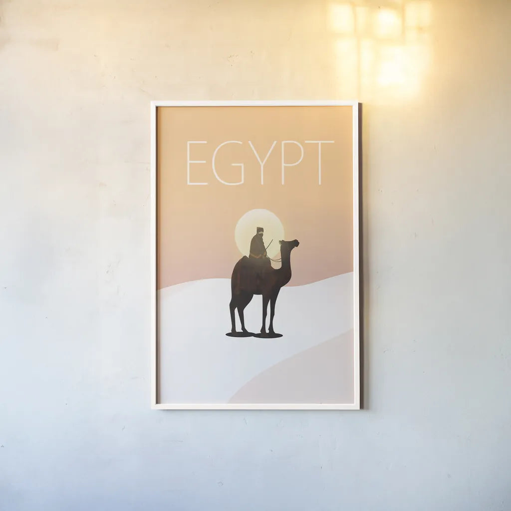 Egypt by Omar Escalante. shown as a paper print in a white frame. Available as a archival giclee rolled canvas, fine art paper, or poster print. SKU 62033h.