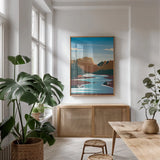 Experience the Wilderness by Omar Escalante. shown as a print in a natural wood frame in a dining room. Available as a archival giclee rolled canvas, fine art paper, or poster print. SKU 65934h.