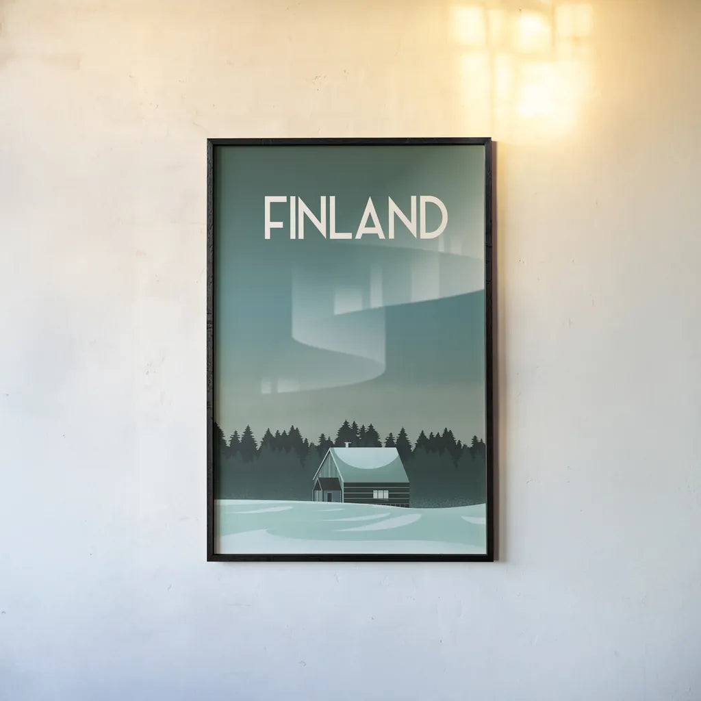 Finland I by Omar Escalante. shown as a paper print in a black flame. Available as a archival giclee rolled canvas, fine art paper, or poster print. SKU 62775h.