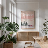 Finland II by Omar Escalante. shown as a print in a natural wood frame in a dining room. Available as a archival giclee rolled canvas, fine art paper, or poster print. SKU 62776h.