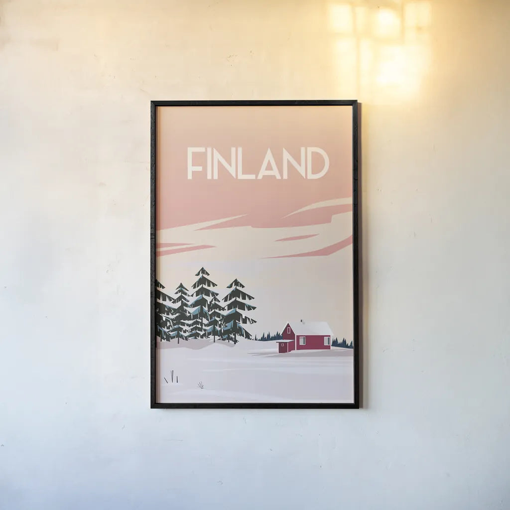 Finland II by Omar Escalante. shown as a paper print in a black flame. Available as a archival giclee rolled canvas, fine art paper, or poster print. SKU 62776h.