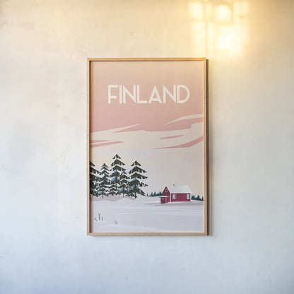 Finland II by Omar Escalante. shown as a paper print in a natural frame. Available as a archival giclee rolled canvas, fine art paper, or poster print. SKU 62776h.