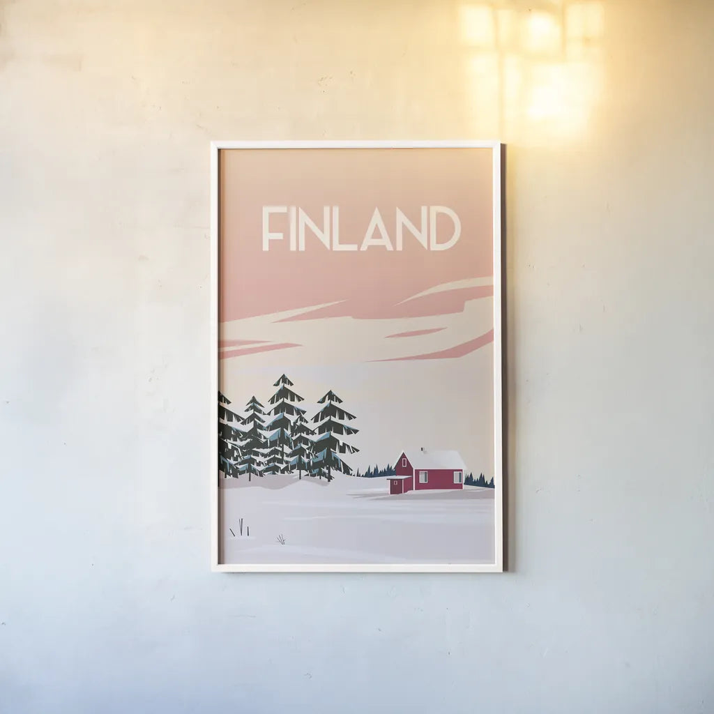 Finland II by Omar Escalante. shown as a paper print in a white frame. Available as a archival giclee rolled canvas, fine art paper, or poster print. SKU 62776h.