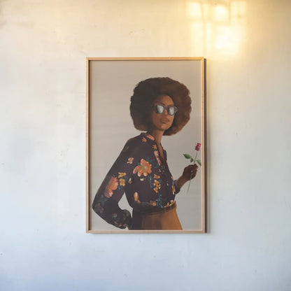 Flower Power I by Omar Escalante. shown as a paper print in a natural frame. Available as a archival giclee rolled canvas, fine art paper, or poster print. SKU 75980h.