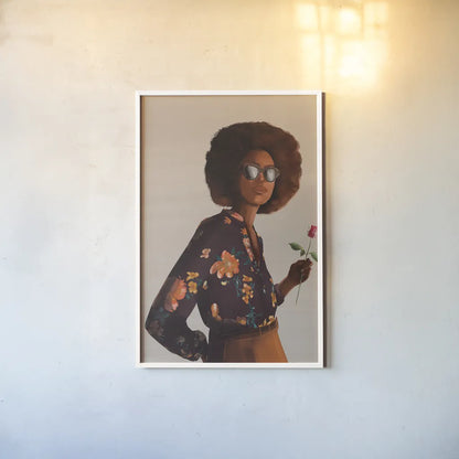 Flower Power I by Omar Escalante. shown as a paper print in a white frame. Available as a archival giclee rolled canvas, fine art paper, or poster print. SKU 75980h.