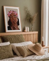 Flower Power II by Omar Escalante. shown as a paper print in a natural frame. Available as a archival giclee rolled canvas, fine art paper, or poster print. SKU 75981h.