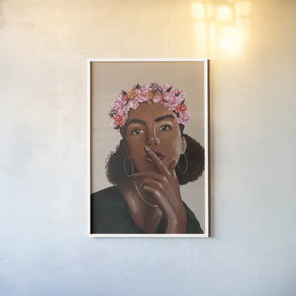 Flower Power II by Omar Escalante. shown as a paper print in a white frame. Available as a archival giclee rolled canvas, fine art paper, or poster print. SKU 75981h.