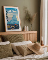 Follow the Trail by Omar Escalante. shown as a paper print in a natural frame. Available as a archival giclee rolled canvas, fine art paper, or poster print. SKU 65933h.