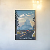 Follow the Trail by Omar Escalante. shown as a paper print in a black flame. Available as a archival giclee rolled canvas, fine art paper, or poster print. SKU 65933h.