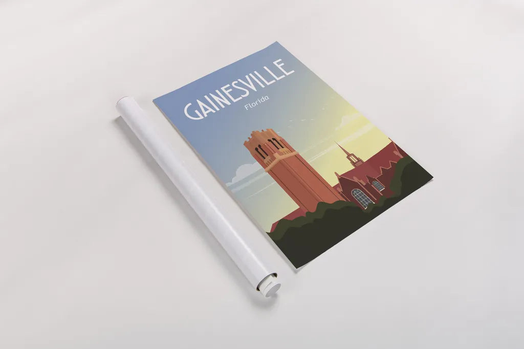Gainesville by Omar Escalante. shown as a rolled paper print. Available as archival giclee rolled canvas, fine art paper, or poster print. SKU 62759h.