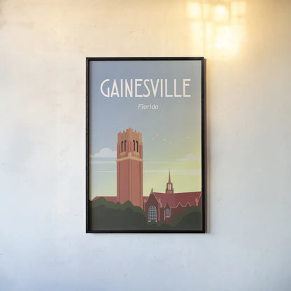 Gainesville by Omar Escalante. shown as a paper print in a black flame. Available as a archival giclee rolled canvas, fine art paper, or poster print. SKU 62759h.