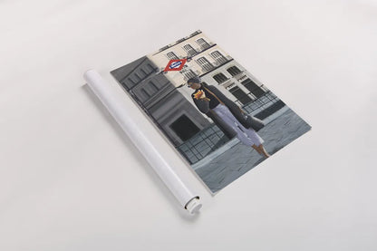 Girl in Madrid by Omar Escalante. shown as a rolled paper print. Available as archival giclee rolled canvas, fine art paper, or poster print. SKU 75985h.