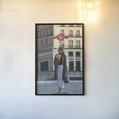Girl in Madrid by Omar Escalante. shown as a paper print in a black flame. Available as a archival giclee rolled canvas, fine art paper, or poster print. SKU 75985h.