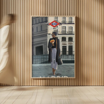 Girl in Madrid by Omar Escalante. shown as over sized large wall art. Available as an archival giclee rolled canvas, fine art paper, or poster print. SKU 75998h.