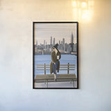 Girl in New York by Omar Escalante. shown as a paper print in a black flame. Available as a archival giclee rolled canvas, fine art paper, or poster print. SKU 75984h.