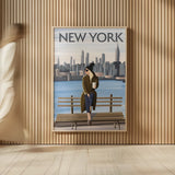 Girl in New York II by Omar Escalante. shown as over sized large wall art. Available as an archival giclee rolled canvas, fine art paper, or poster print. SKU 75997h.