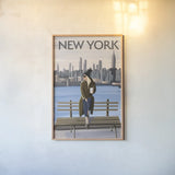 Girl in New York II by Omar Escalante. shown as a paper print in a natural frame. Available as a archival giclee rolled canvas, fine art paper, or poster print. SKU 75997h.