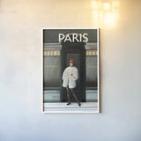 Girl in Paris II by Omar Escalante. shown as a paper print in a white frame. Available as a archival giclee rolled canvas, fine art paper, or poster print. SKU 75996h.