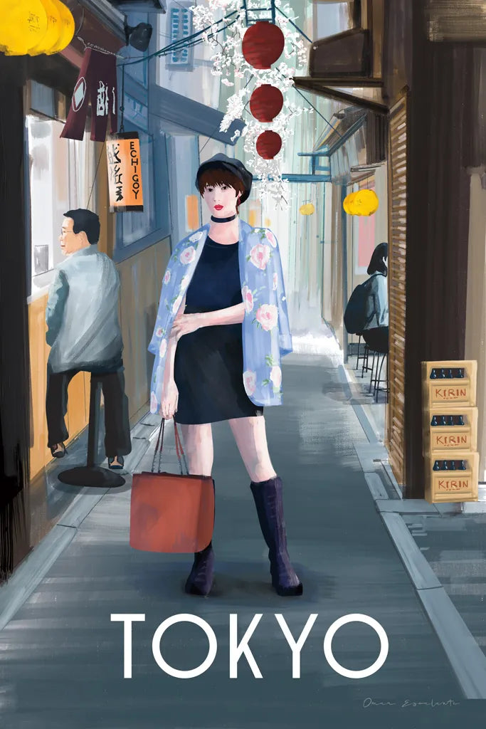 Girl in Tokyo II by Omar Escalante. SKU 76112h. Archival Giclee Fine art print for wall decor.