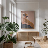 Gorgeous Wild I by Omar Escalante. shown as a print in a natural wood frame in a dining room. Available as a archival giclee rolled canvas, fine art paper, or poster print. SKU 71785h.