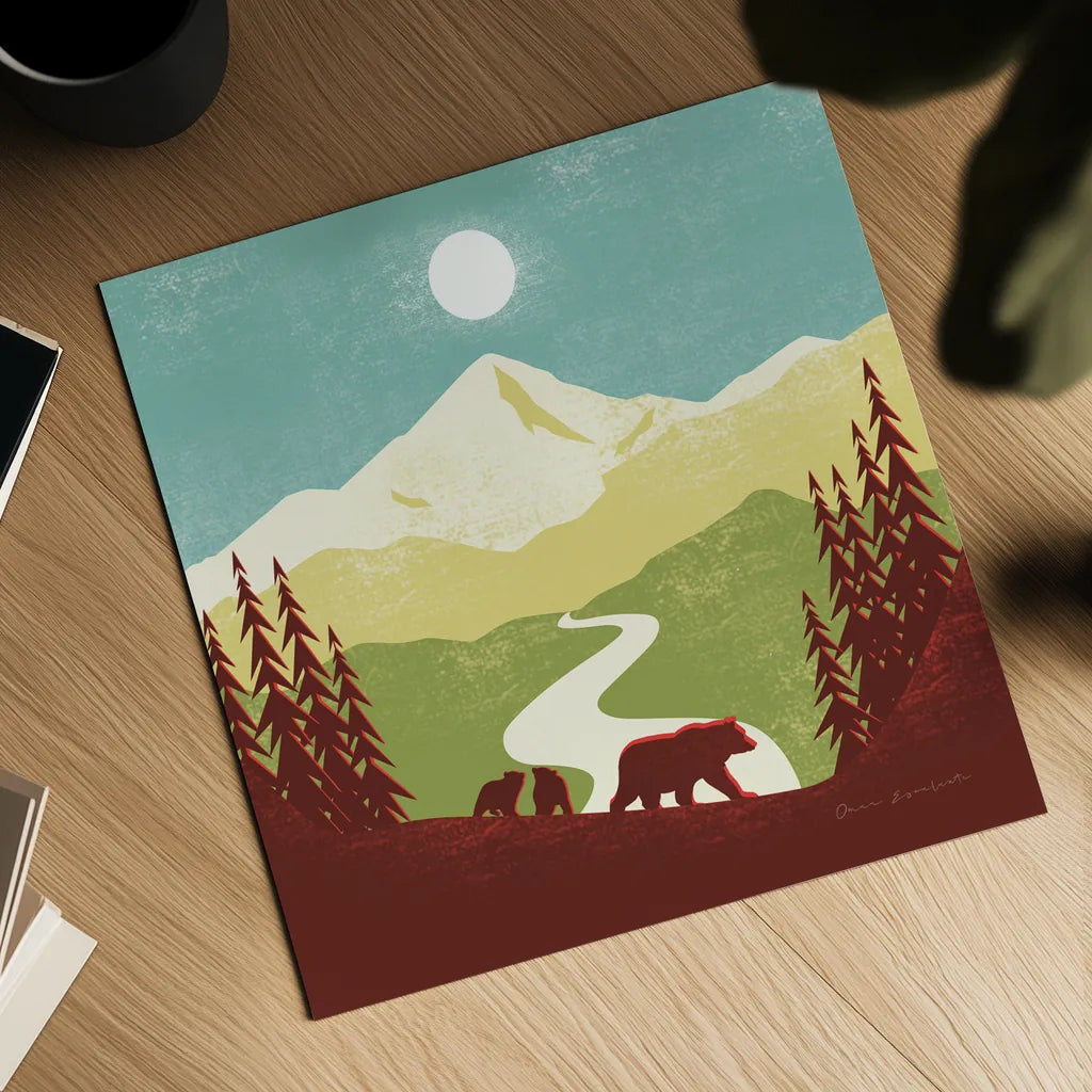 Great Outdoors I by Omar Escalante. Shown as a detailed flat fine art print, highlighting archival giclee quality. Available as an archival giclee rolled canvas, fine art paper, or poster print. SKU 66597a.