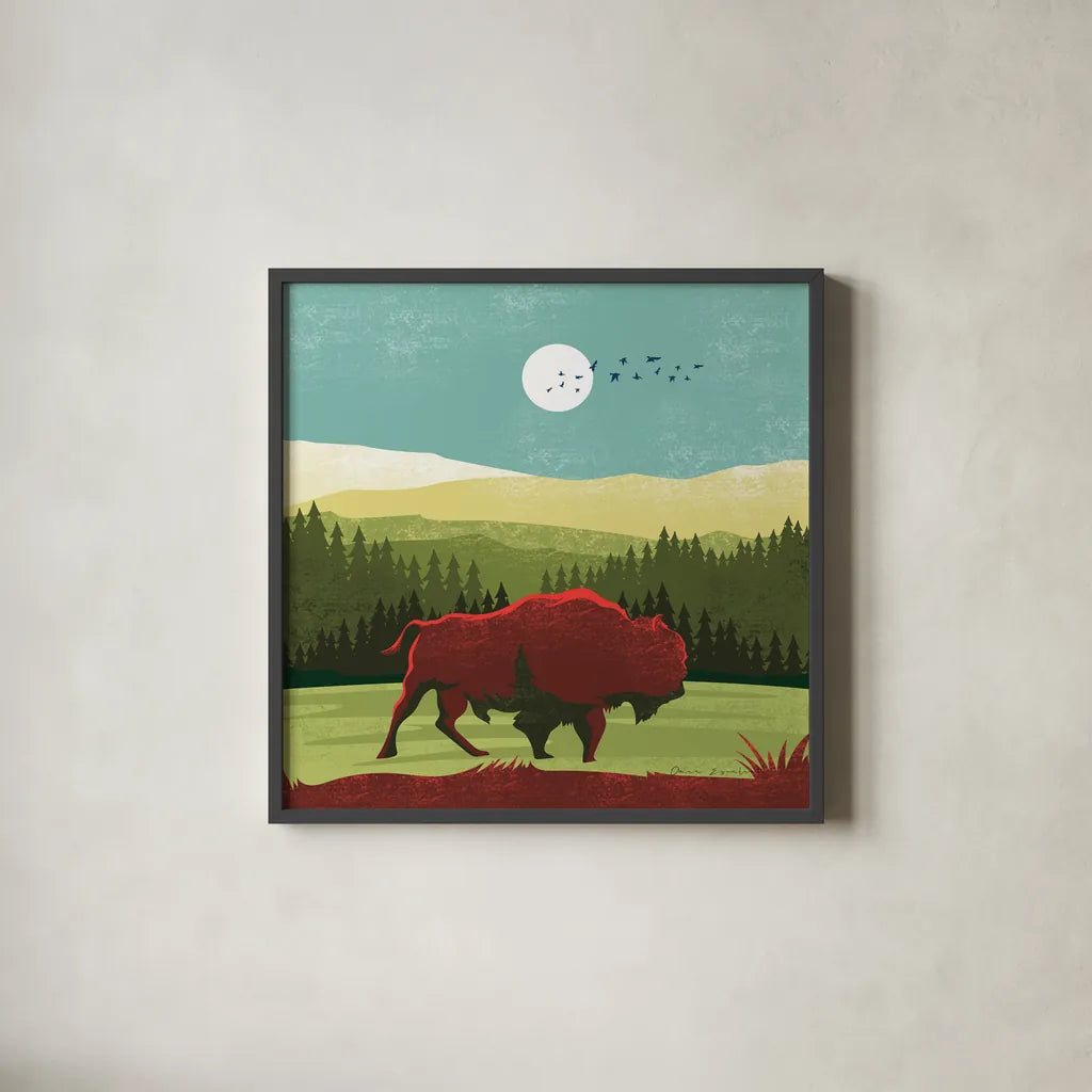 Great Outdoors II by Omar Escalante. Shown in a sleek black glass frame for a contemporary gallery look. Available as an archival giclee rolled canvas, fine art paper, or poster print. SKU 66598a.