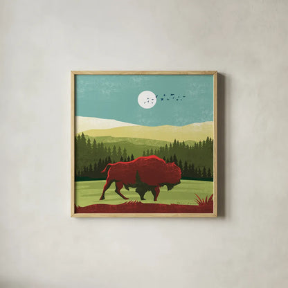 Great Outdoors II by Omar Escalante. Shown in a natural wood glass frame for a timeless modern aesthetic. Available as an archival giclee rolled canvas, fine art paper, or poster print. SKU 66598a.