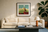 Great Outdoors III by Omar Escalante. Displayed in a glass frame with matte in a clean modern living room. Available as an archival giclee rolled canvas, fine art paper, or poster print. SKU 66599a.