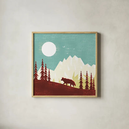 Great Outdoors IV by Omar Escalante. Shown in a natural wood glass frame for a timeless modern aesthetic. Available as an archival giclee rolled canvas, fine art paper, or poster print. SKU 66600a.