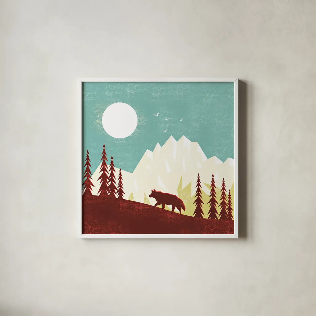 Great Outdoors IV by Omar Escalante. Shown in a crisp white glass frame for a clean and minimalist style. Available as an archival giclee rolled canvas, fine art paper, or poster print. SKU 66600a.