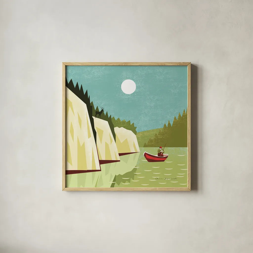 Great Outdoors V by Omar Escalante. Shown in a natural wood glass frame for a timeless modern aesthetic. Available as an archival giclee rolled canvas, fine art paper, or poster print. SKU 66601a.