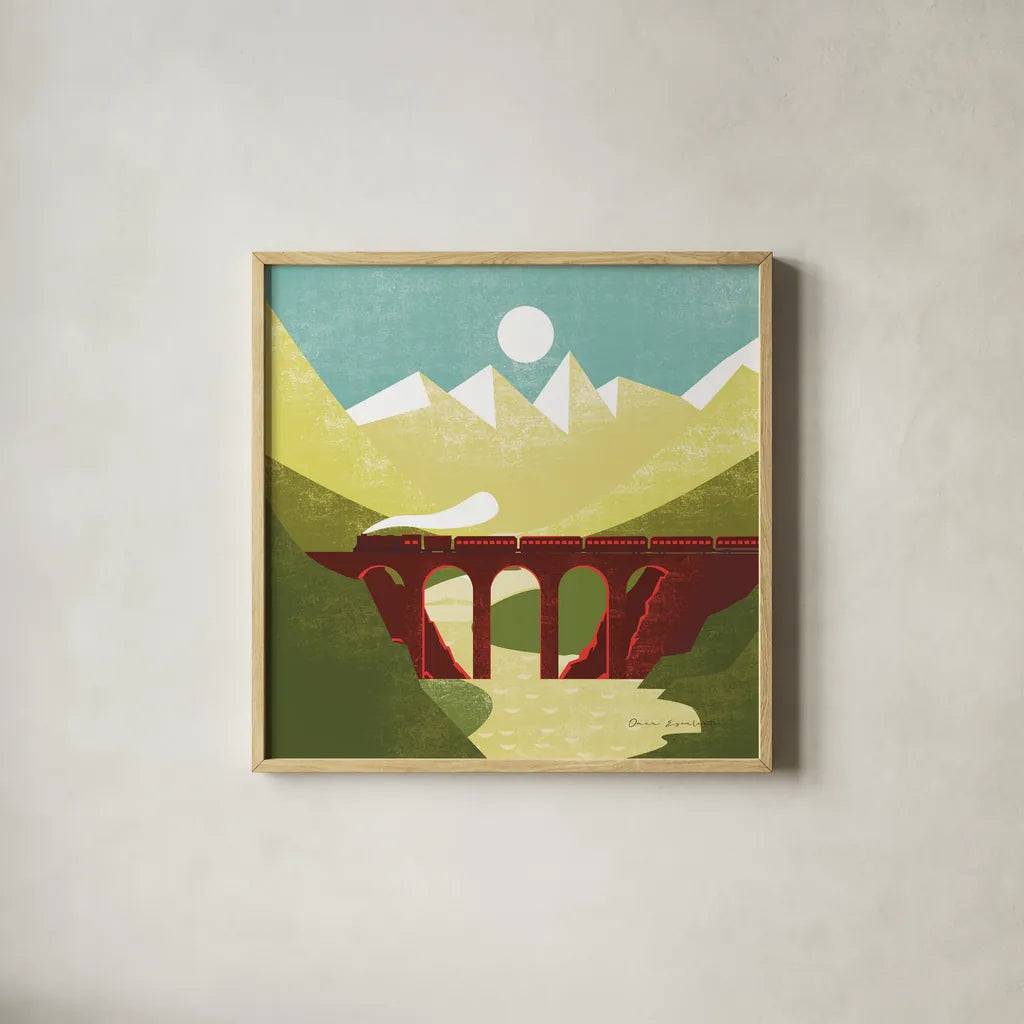 Great Outdoors VI by Omar Escalante. Shown in a natural wood glass frame for a timeless modern aesthetic. Available as an archival giclee rolled canvas, fine art paper, or poster print. SKU 66602a.