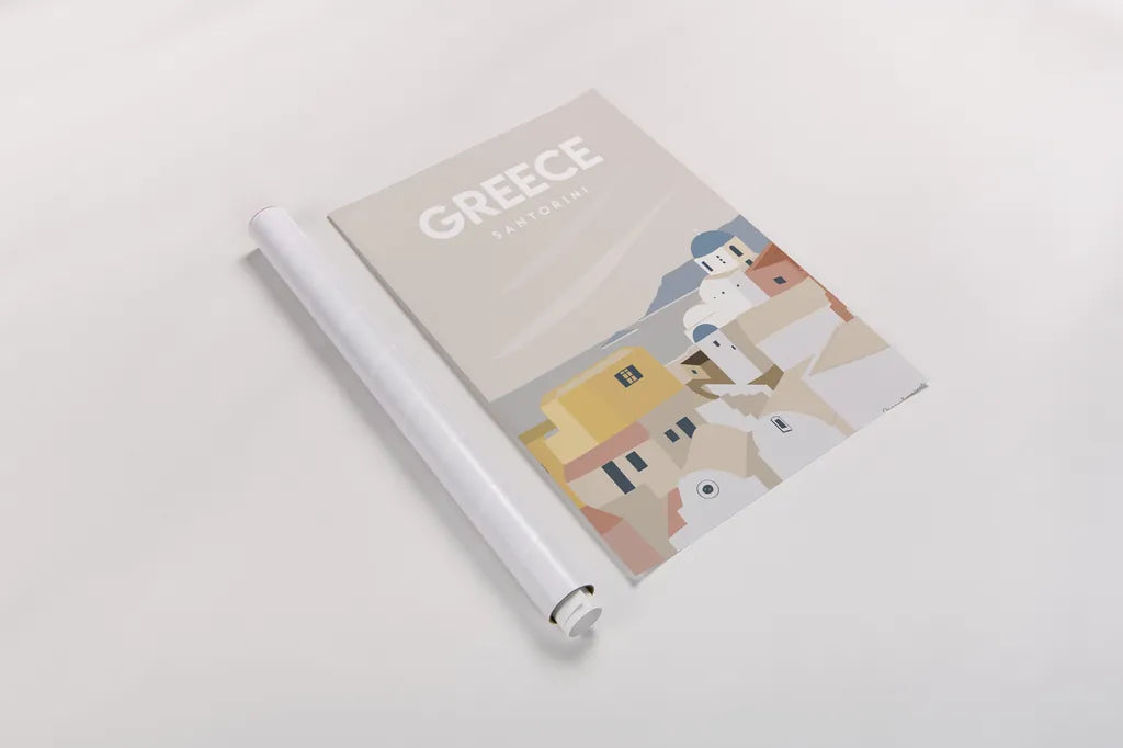 Greece by Omar Escalante. shown as a rolled paper print. Available as archival giclee rolled canvas, fine art paper, or poster print. SKU 74455h.
