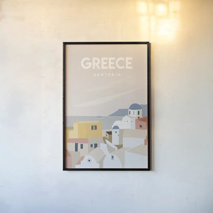 Greece by Omar Escalante. shown as a paper print in a black flame. Available as a archival giclee rolled canvas, fine art paper, or poster print. SKU 74455h.