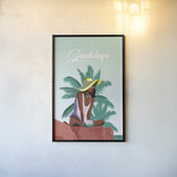 Guadalupe by Omar Escalante. shown as a paper print in a black flame. Available as a archival giclee rolled canvas, fine art paper, or poster print. SKU 62034h.