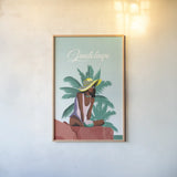 Guadalupe by Omar Escalante. shown as a paper print in a natural frame. Available as a archival giclee rolled canvas, fine art paper, or poster print. SKU 62034h.