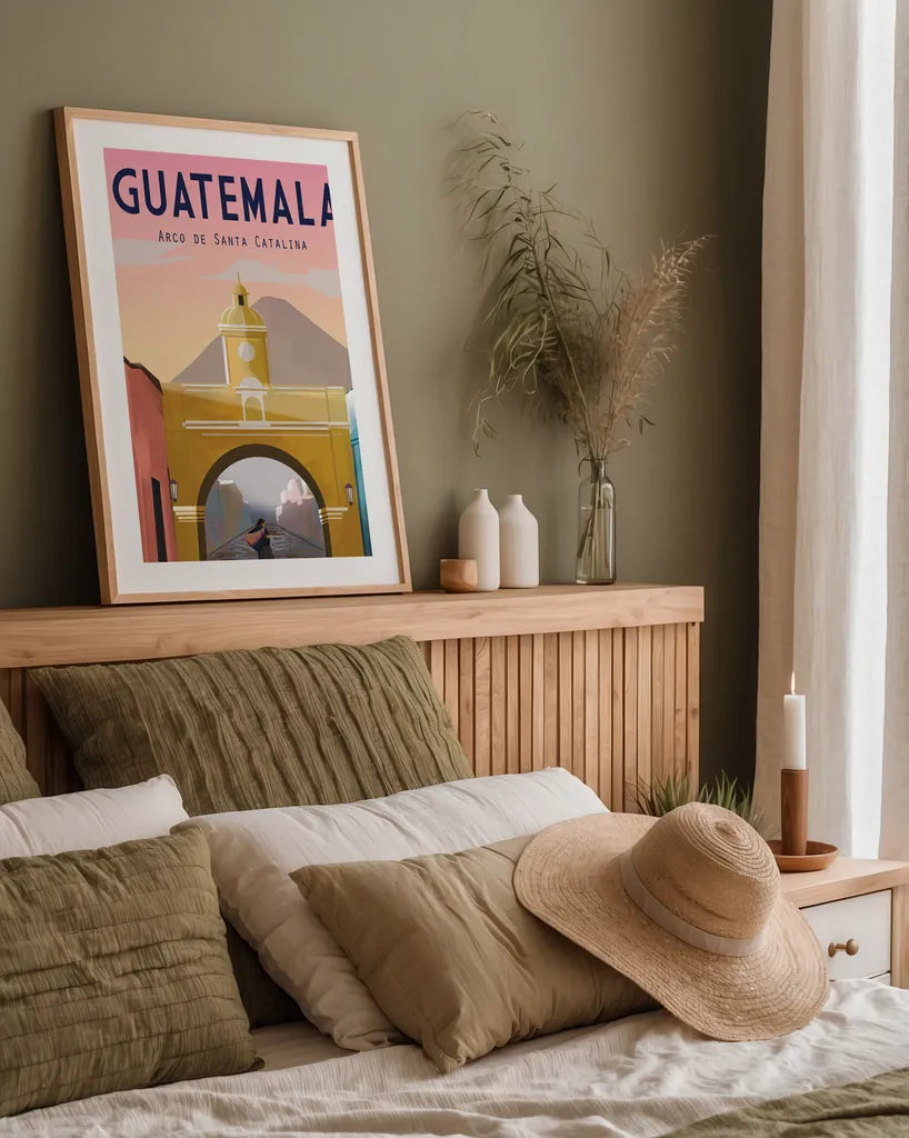 Guatemala by Omar Escalante. shown as a paper print in a natural frame. Available as a archival giclee rolled canvas, fine art paper, or poster print. SKU 62035h.