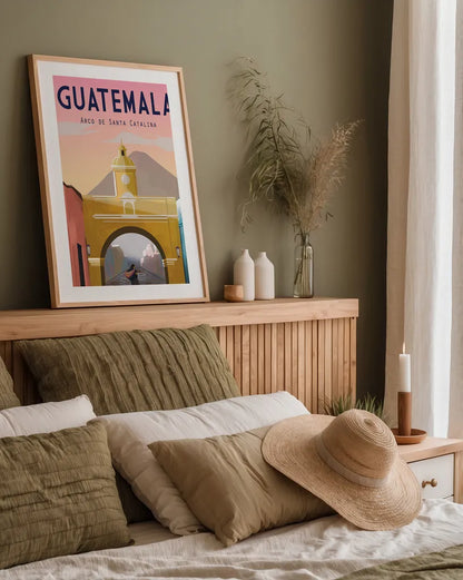 Guatemala by Omar Escalante. shown as a paper print in a natural frame. Available as a archival giclee rolled canvas, fine art paper, or poster print. SKU 62035h.