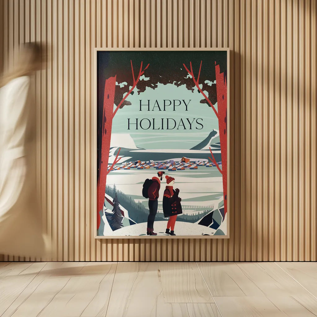 Happy Holidays by Omar Escalante. shown as over sized large wall art. Available as an archival giclee rolled canvas, fine art paper, or poster print. SKU 67455h.