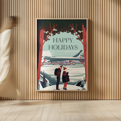 Happy Holidays by Omar Escalante. shown as over sized large wall art. Available as an archival giclee rolled canvas, fine art paper, or poster print. SKU 67455h.