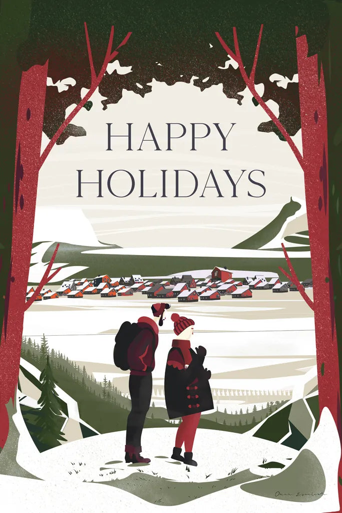 Happy Holidays Red by Omar Escalante. SKU 68867h. Archival Giclee Fine art print for wall decor.