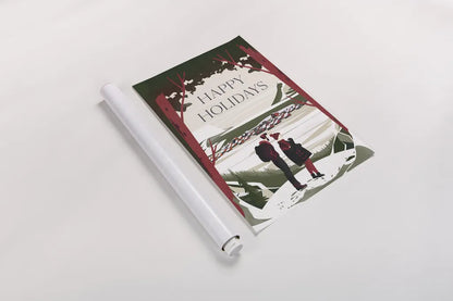 Happy Holidays Red by Omar Escalante. shown as a rolled paper print. Available as archival giclee rolled canvas, fine art paper, or poster print. SKU 68867h.