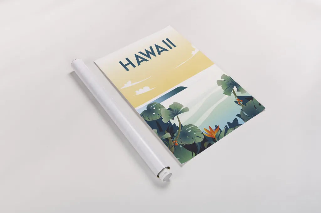Hawaii by Omar Escalante. shown as a rolled paper print. Available as archival giclee rolled canvas, fine art paper, or poster print. SKU 62765h.