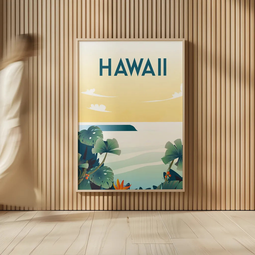 Hawaii by Omar Escalante. shown as over sized large wall art. Available as an archival giclee rolled canvas, fine art paper, or poster print. SKU 62765h.
