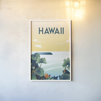 Hawaii by Omar Escalante. shown as a paper print in a white frame. Available as a archival giclee rolled canvas, fine art paper, or poster print. SKU 62765h.